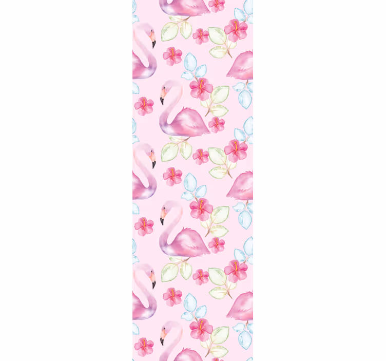 Blomsterflamingoer tapet dyr - Tenstickers