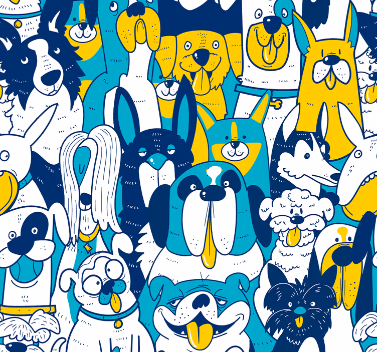 Hund sømløs mønster dyr tapet - Tenstickers