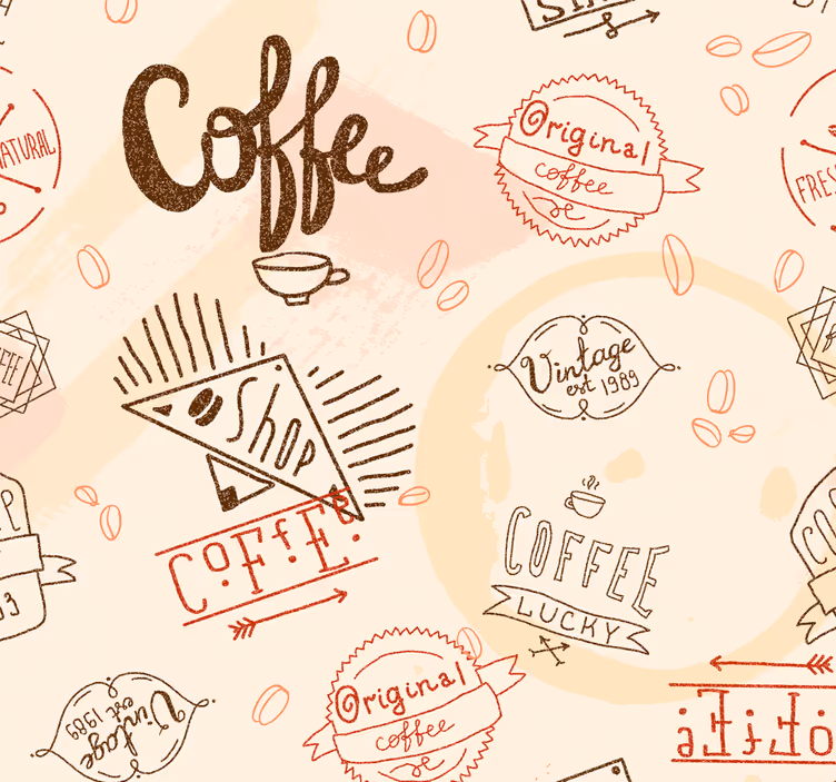 Kaffe ikoner spisestue tapet - Tenstickers