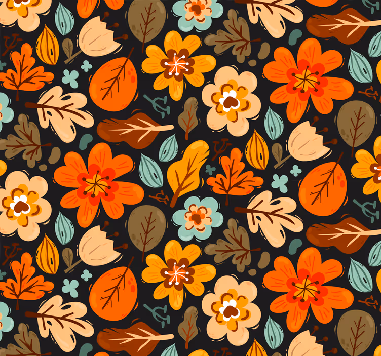 Elegant oransje blomster tapet - Tenstickers