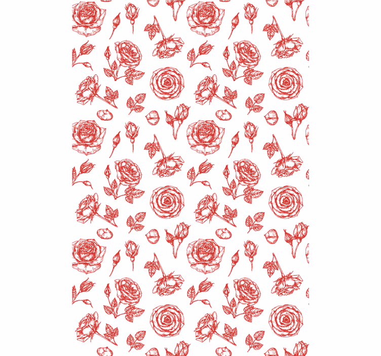 Skissert blomstermønster tapet blomster - Tenstickers