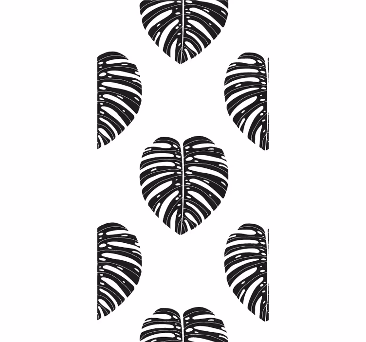 Monstera blad svart tapet - Tenstickers