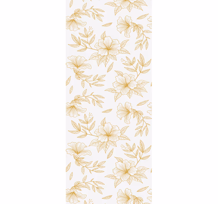 Gyllen floral eleganse tapet blomste - Tenstickers