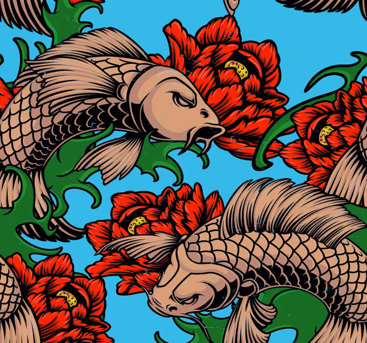 Japansk koi fiskedyr tapet - Tenstickers