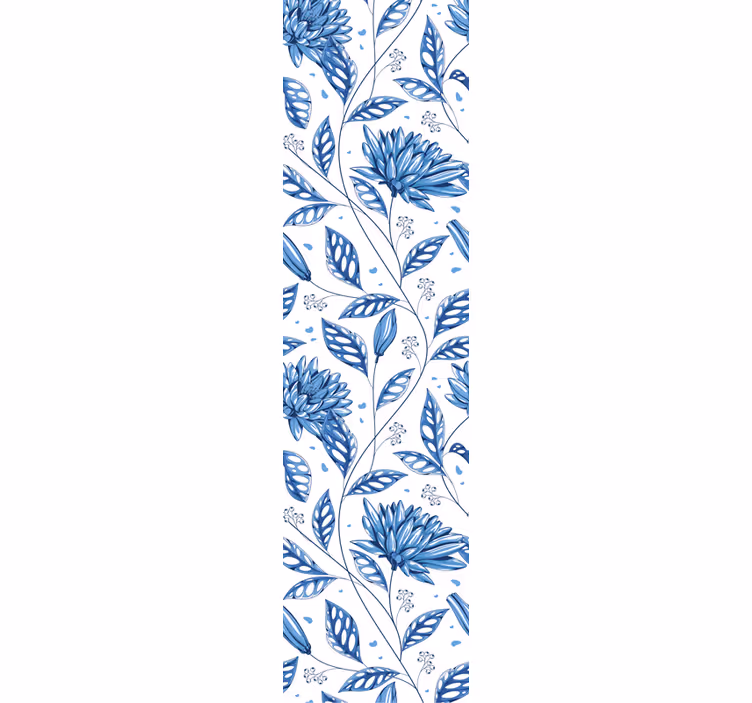 Blått blomstermønster tapet blomster - Tenstickers