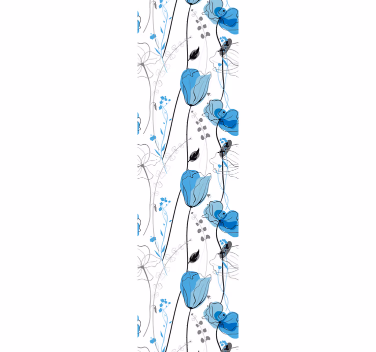 Blå floral eleganse tapet blomster - Tenstickers