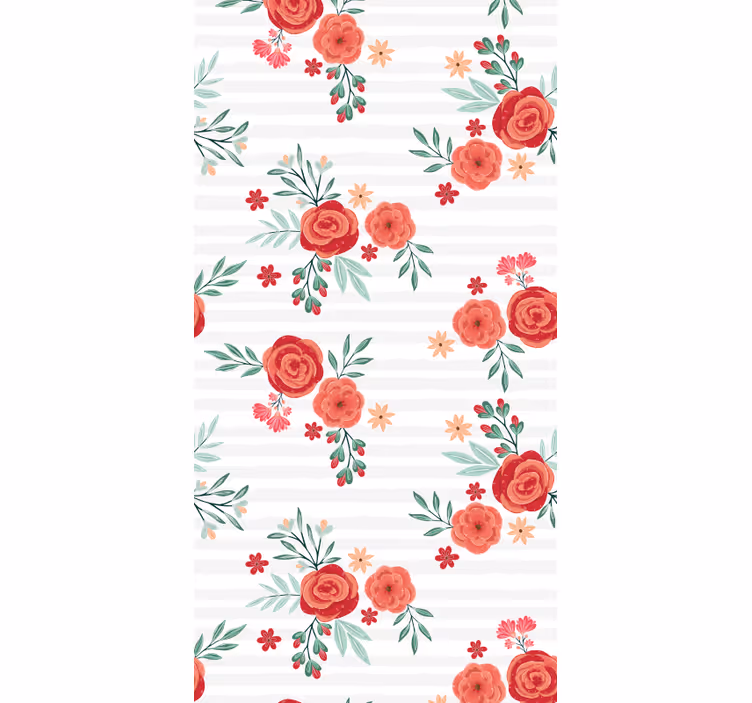 Floral stripete mønster tapet blomster - Tenstickers