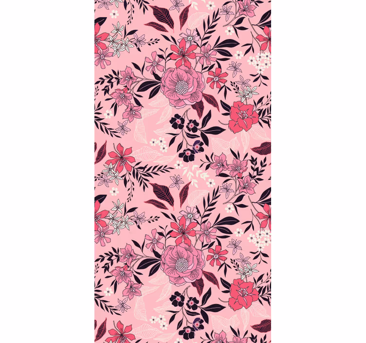 Trendy rosa blomstermønster blomst tapet - Tenstickers