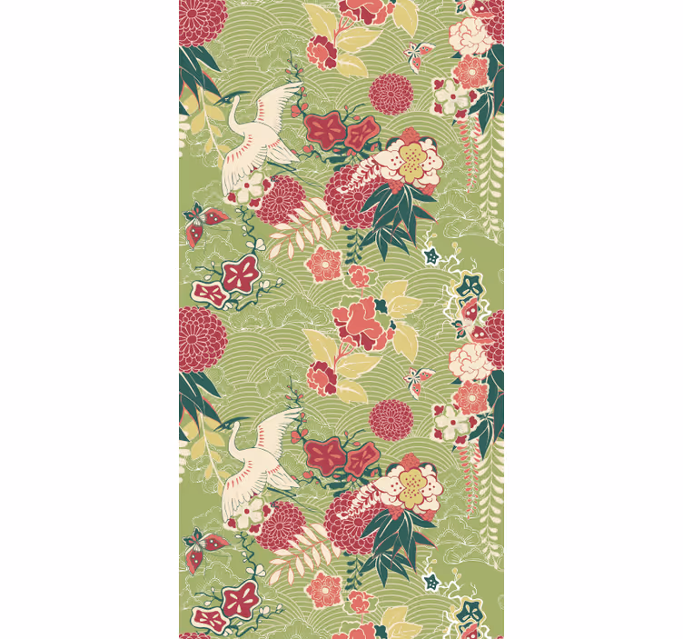 Blomsterkranemotiv tapet blomster - Tenstickers