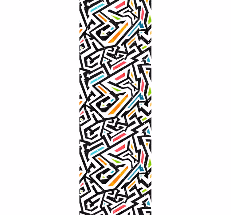 Svart og hvitt med fargepatch tapet kunst - Tenstickers