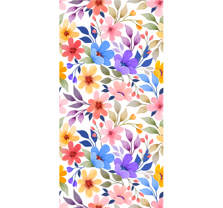Blomstrende fargerikt blomstermønster tapet blomste - Tenstickers