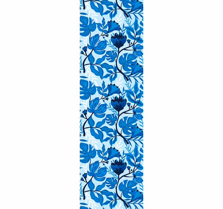 Eksotiske blå blomster Tapet vegg - Tenstickers
