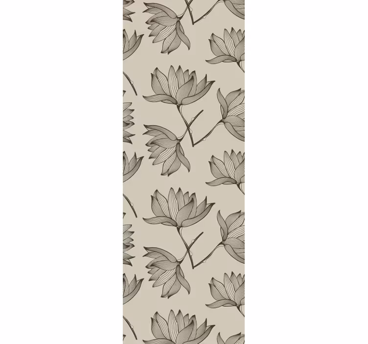 Skissert floral tapet blomster - Tenstickers