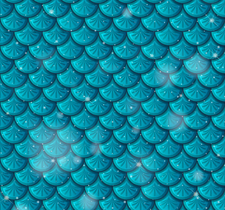 Havfrue blå skalaer tapet 3D - Tenstickers