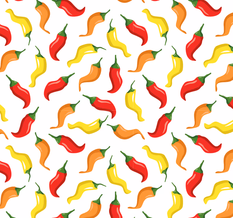 Chilipepper mønster tapet natur - Tenstickers