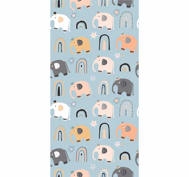 Elefant regnbue motiver tapet barn - Tenstickers