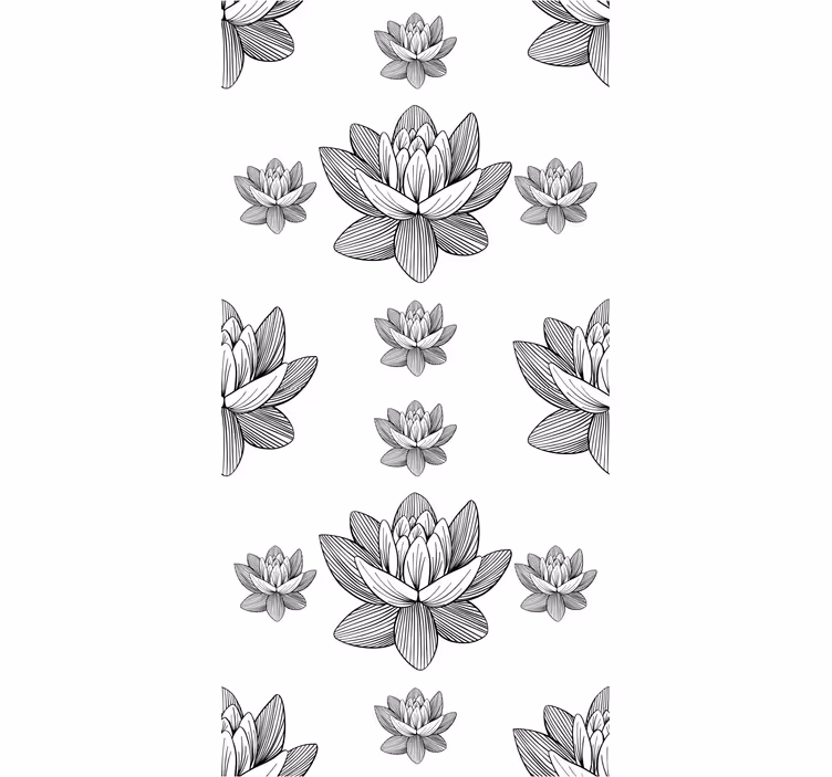 Svart og hvit lotus tapet blomster - Tenstickers