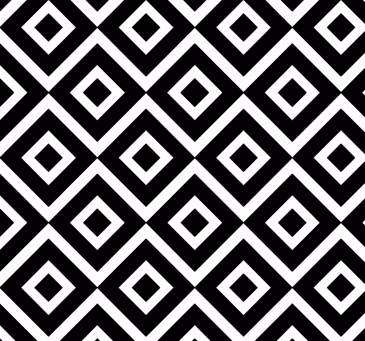 Svart og hvitt geometrisk tapet firkant - Tenstickers