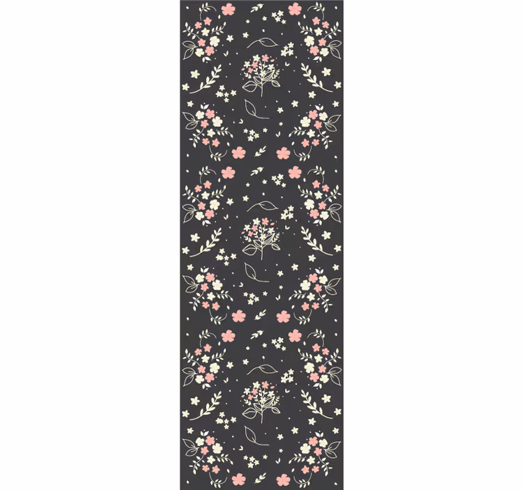 Grå bakgrunn med lite rosa tapet blomster - Tenstickers