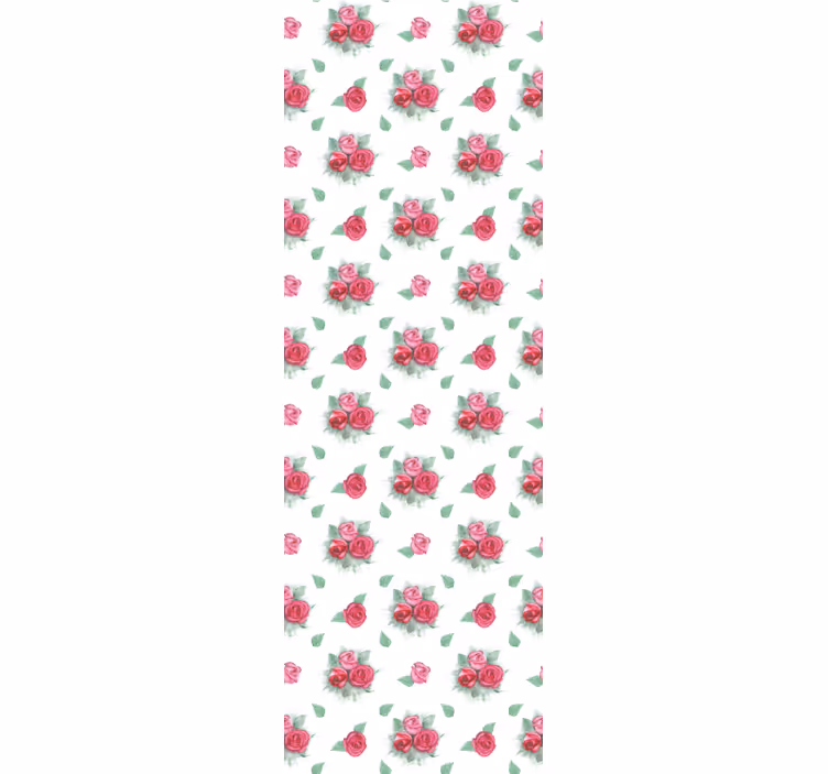 Rosa og røde rosemønster tapet blomster - Tenstickers