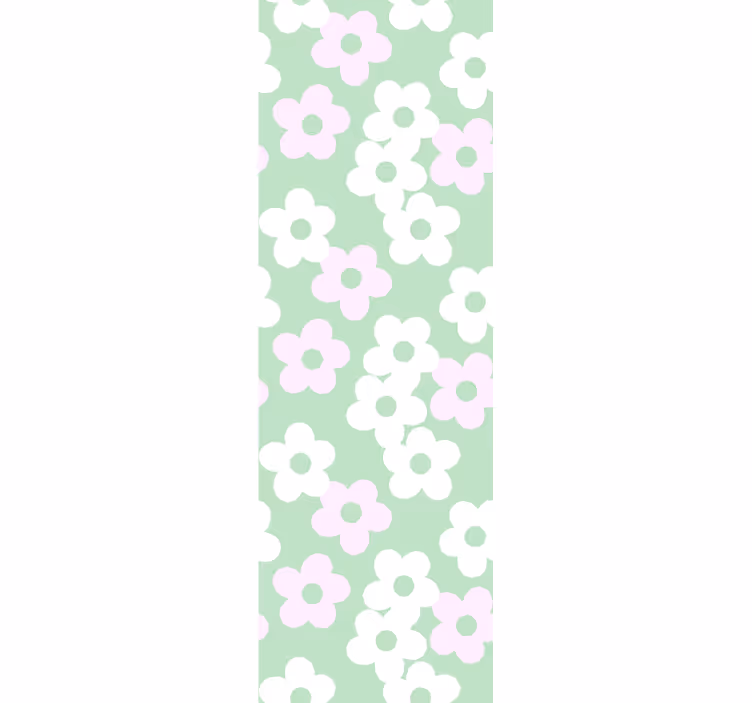 Grønn med hvite og rosa blomster tapet blomster - Tenstickers