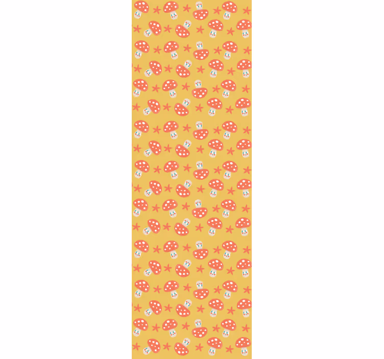 Klassisk sopp med ansikt på gul bakgrunn tapet blomster - Tenstickers