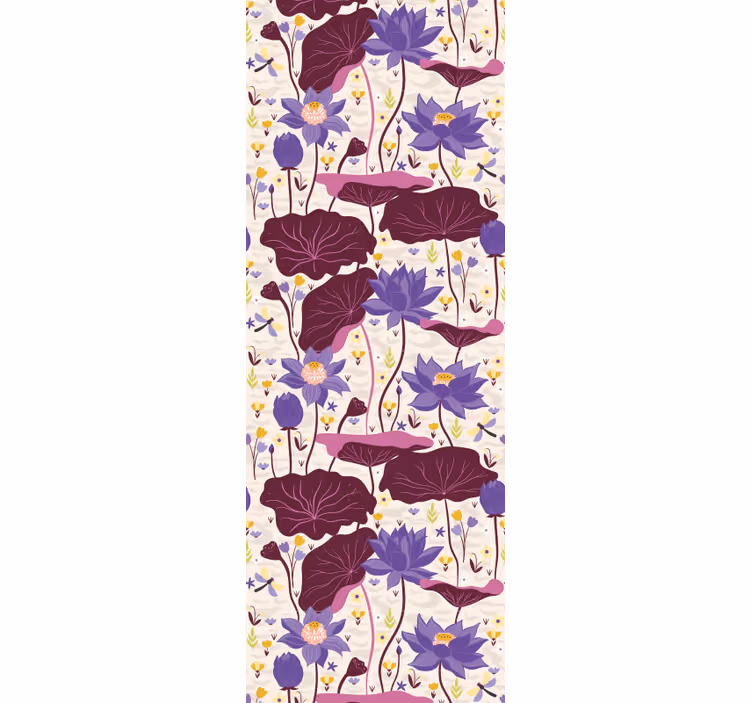 Blått og lilla mønster tapet blomster - Tenstickers
