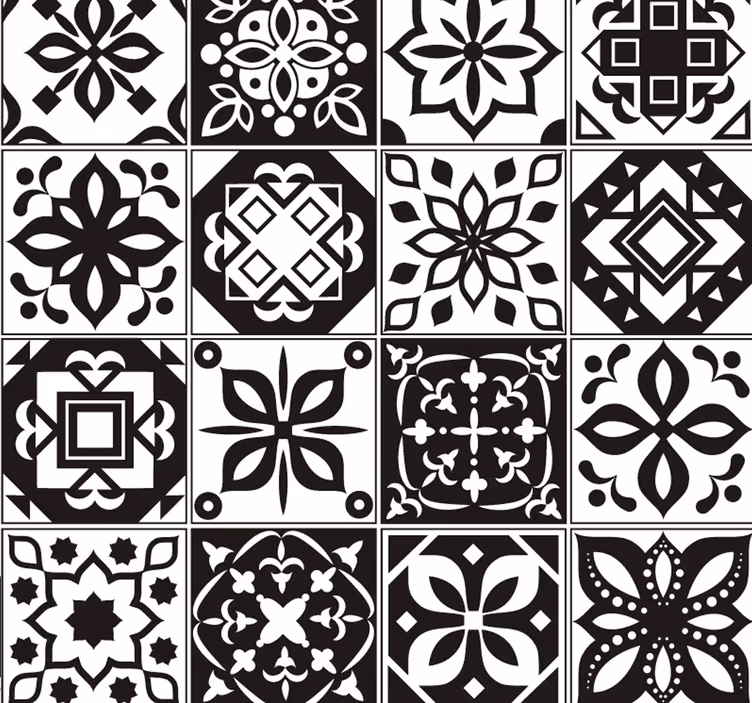Arabesque - svart / hvitt dekorativt tapet - Tenstickers