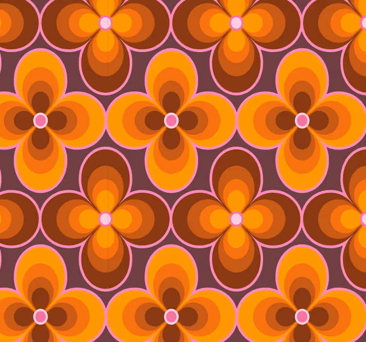 Blomst retro groovy mønster tapet blomste - Tenstickers