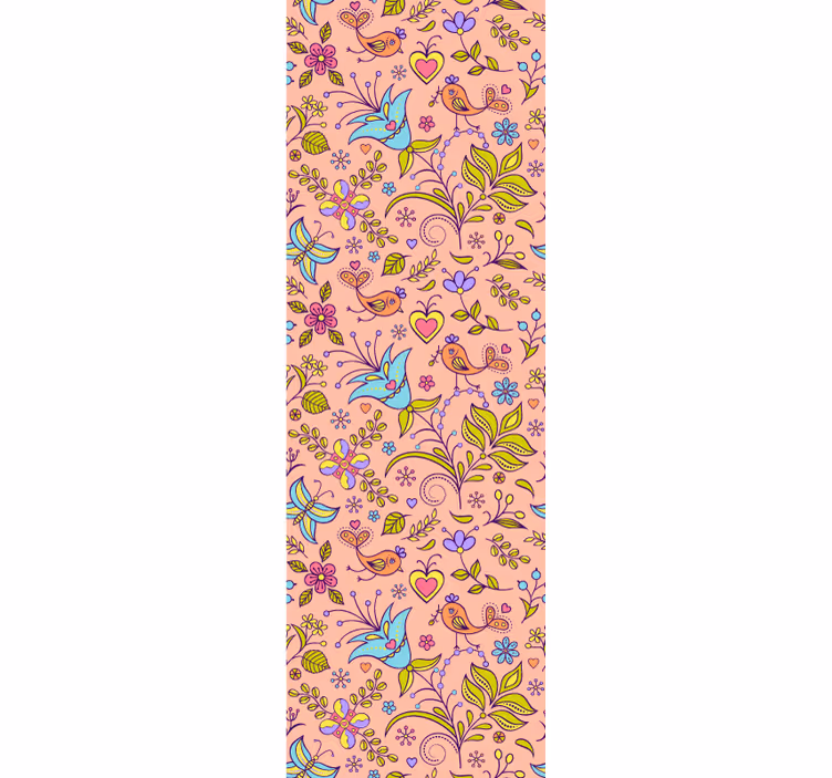 Floral fugl motiv tapet pynt - Tenstickers