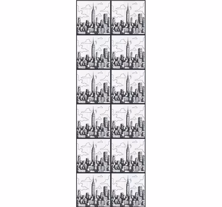 Urban skyline skisse tapet byer - Tenstickers