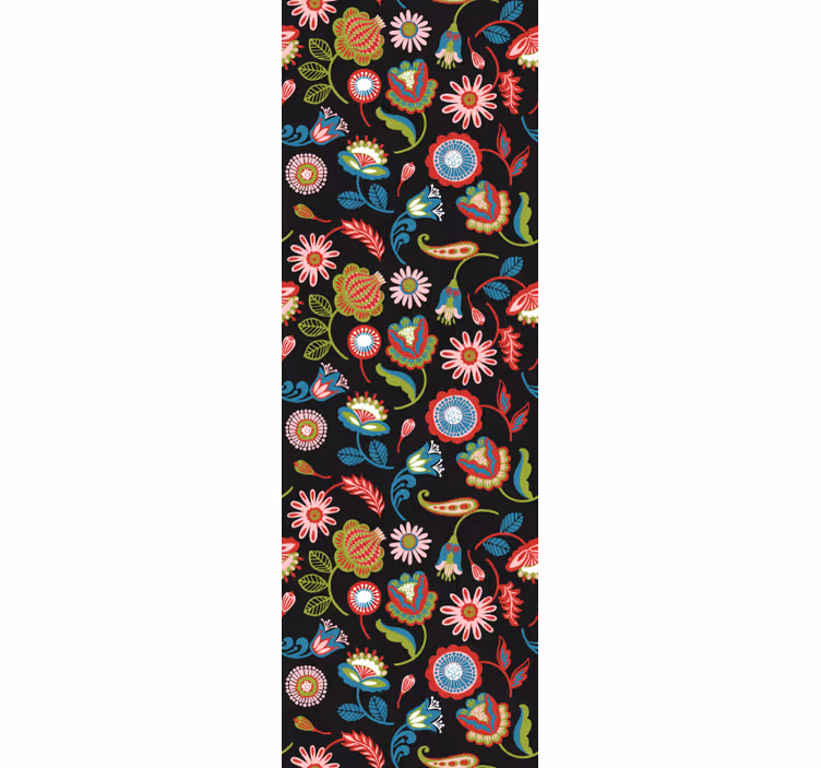 Folkelig blomstermotiv tapet blomste - Tenstickers