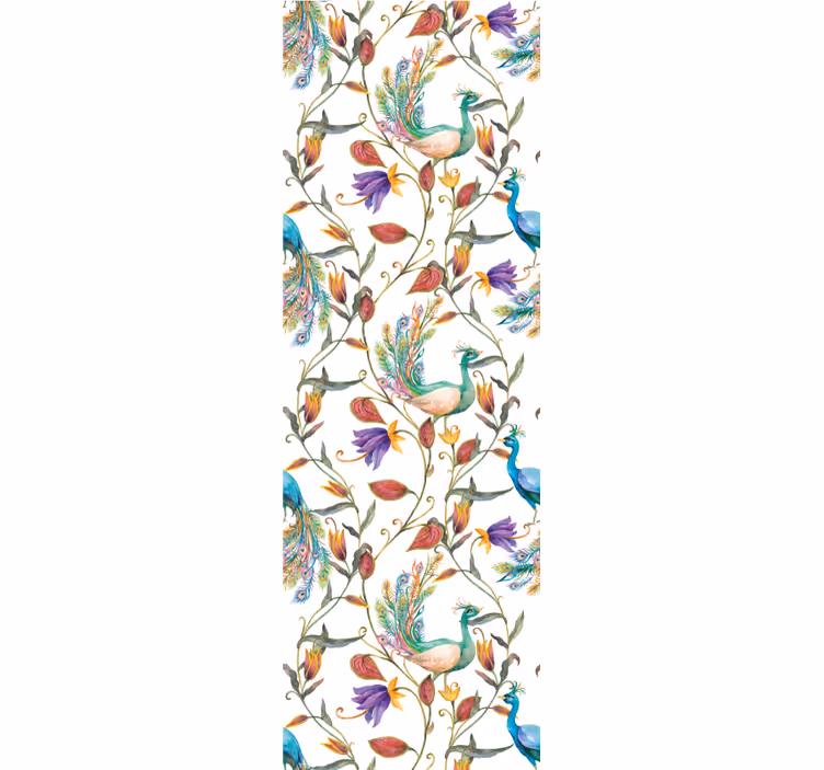 Hageblomster med små fugler tapet blomster - Tenstickers