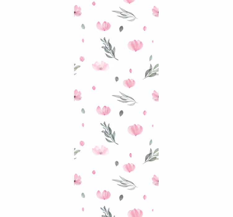 Rosa minimalistiske små blomster tapet barn - Tenstickers