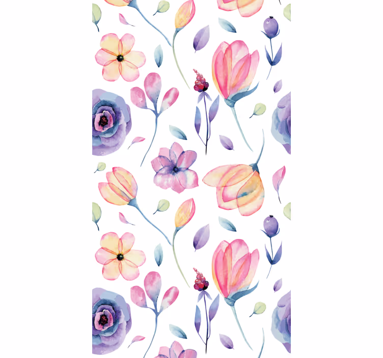 Blomster akvarell tapet blomster - Tenstickers