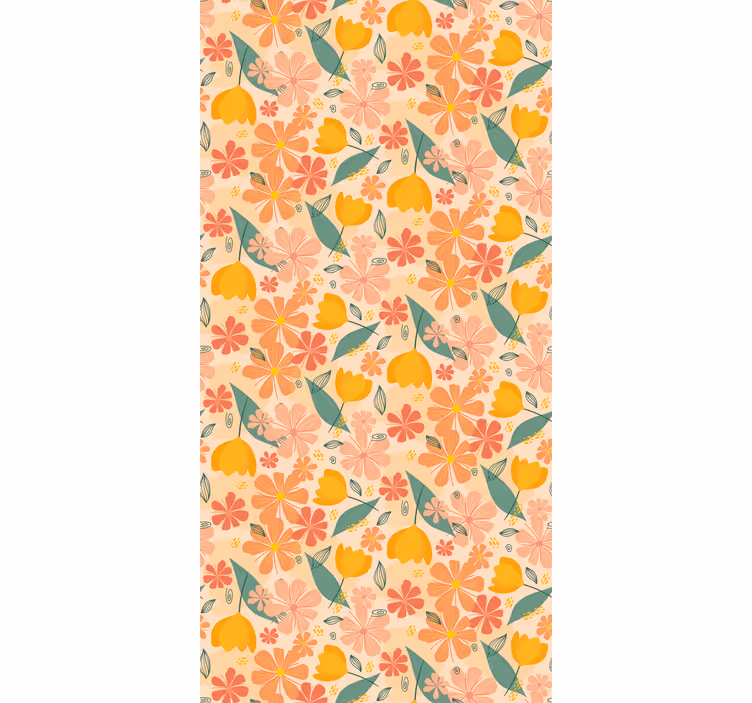 Fargerike årgangsblader og blomster tapet blomster - Tenstickers