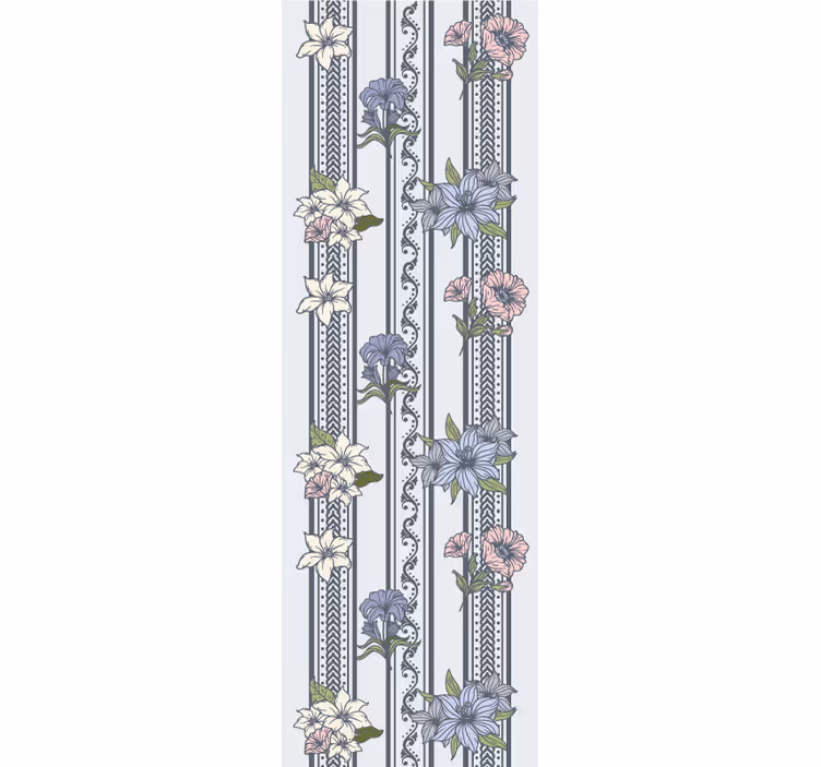 Blomsterstripemotiv tapet blomster - Tenstickers