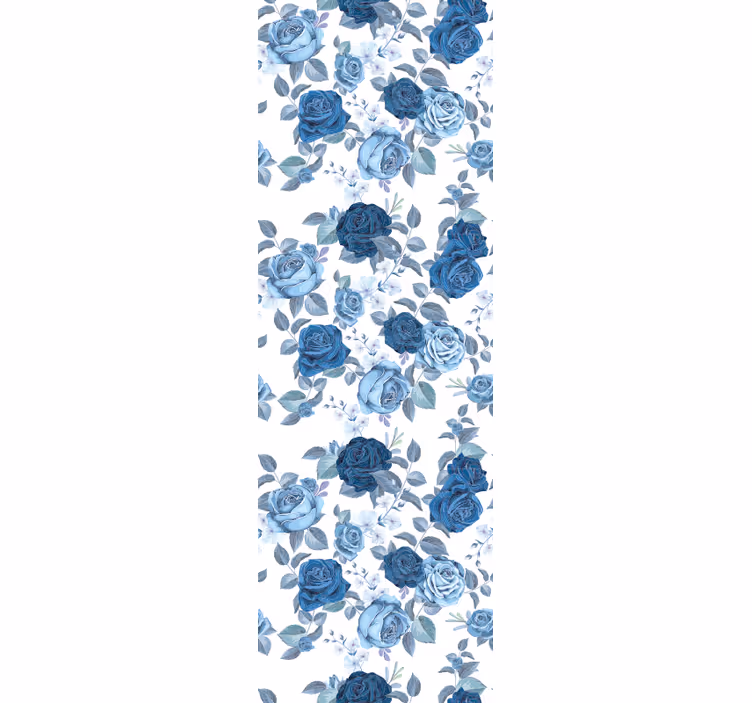 Blått og vilt mønster tapet blomster - Tenstickers
