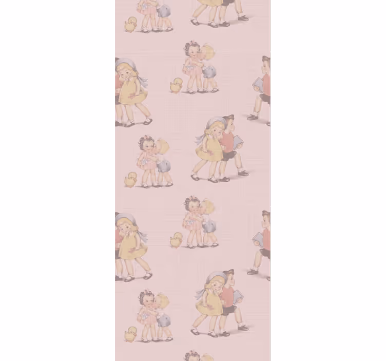 80-talls mønsterbarn og blomster tapet vintage - Tenstickers