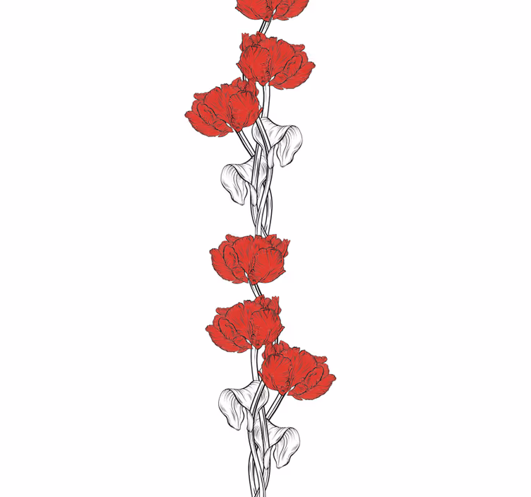 Røde blomsterstrimler tapet blomster - Tenstickers