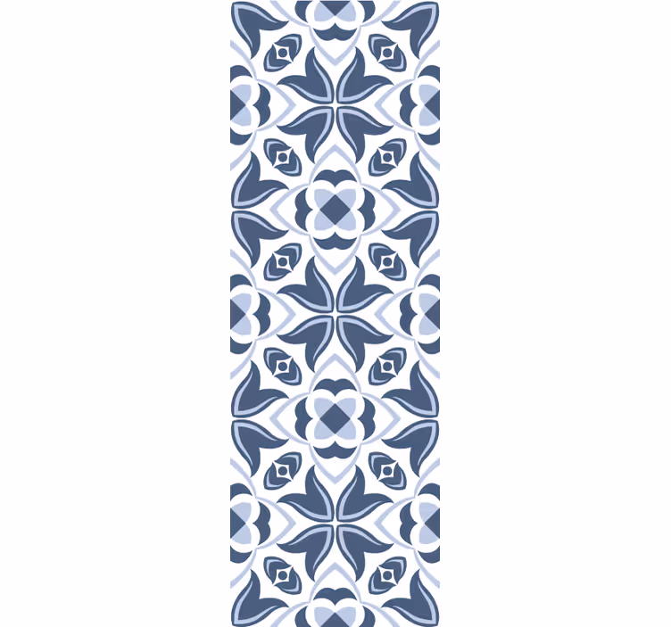 Blå geometriske blomster tapet fliser - Tenstickers