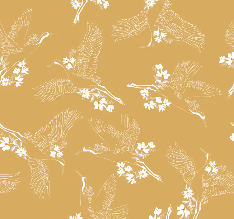 Flygende fugler botanisk fugletapet - Tenstickers