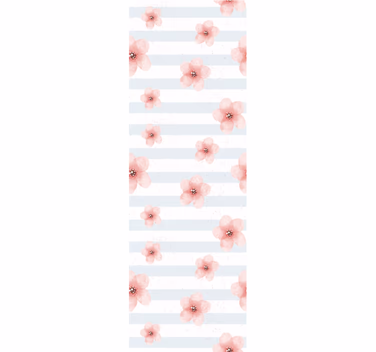 Rosa blomsterstriper tapet blomster - Tenstickers