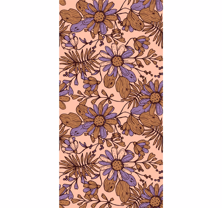 Blomstrende brune mønstre tapet blomster - Tenstickers