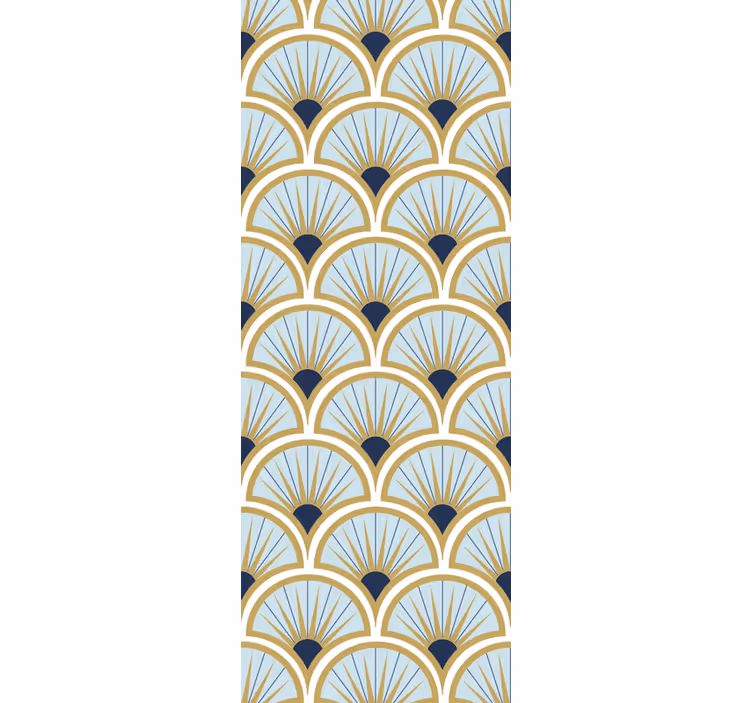 Art deco blå nyanser tapet fliser - Tenstickers