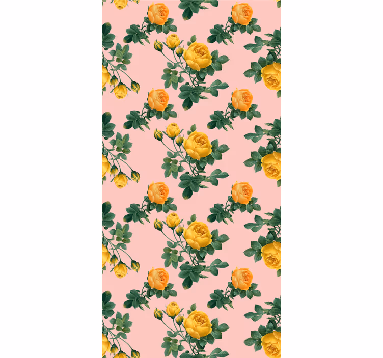 Gule rosemønstre tapet blomster - Tenstickers