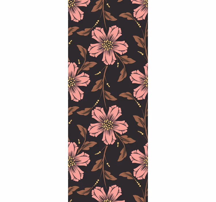 Rosa og svart arrangement tapet blomster - Tenstickers