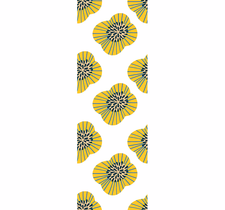 Stor blå og gul rund blomst tapet bad - Tenstickers