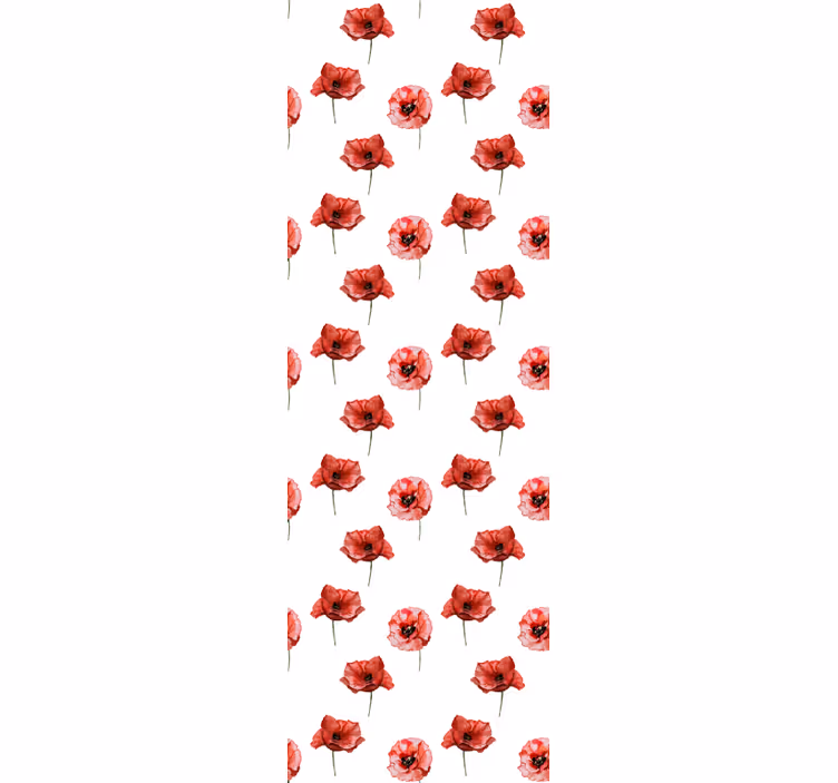 Rød valmue mønster tapet blomster - Tenstickers