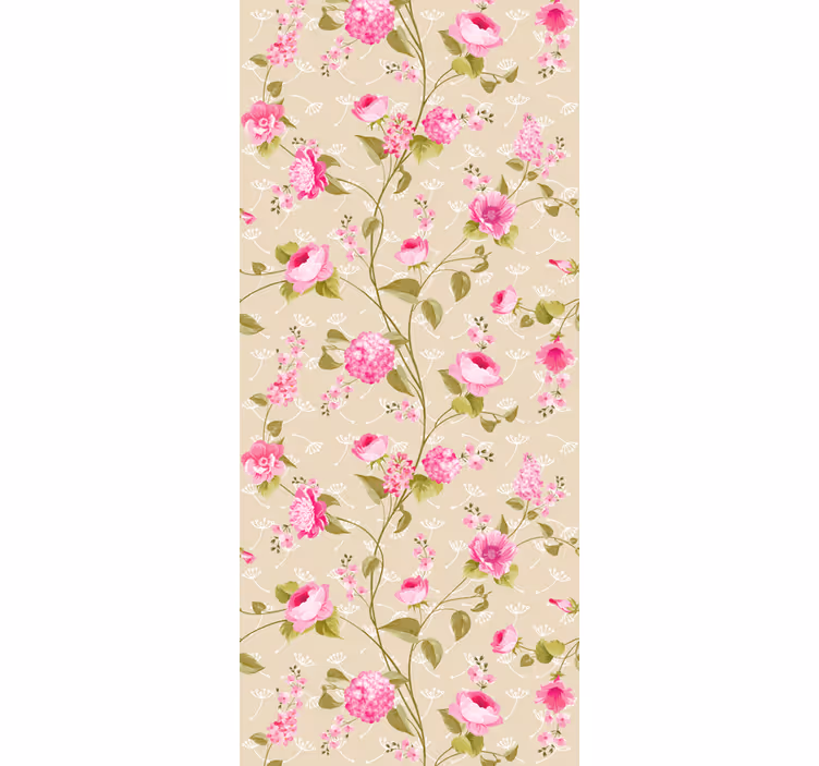 Beige roser mønster tapet blomster - Tenstickers